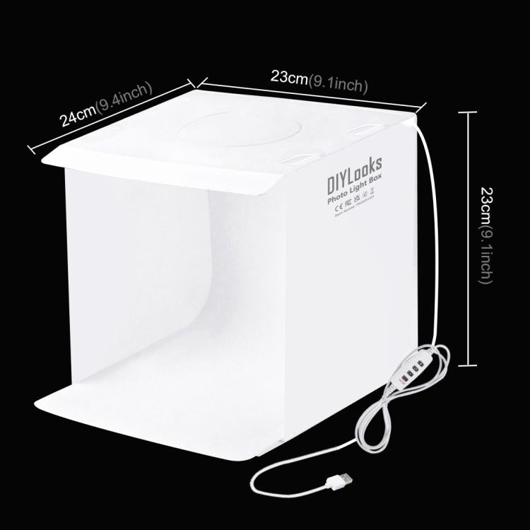 23cm Ring LED Panel Folding Portable Light Photo Lighting Studio Shooting Tent Box Kit with 6 Colors Backdrops (Black, White, Yellow, Red, Green, Blue), Unfold Size: 24cm x 23cm x 23cm — view 2