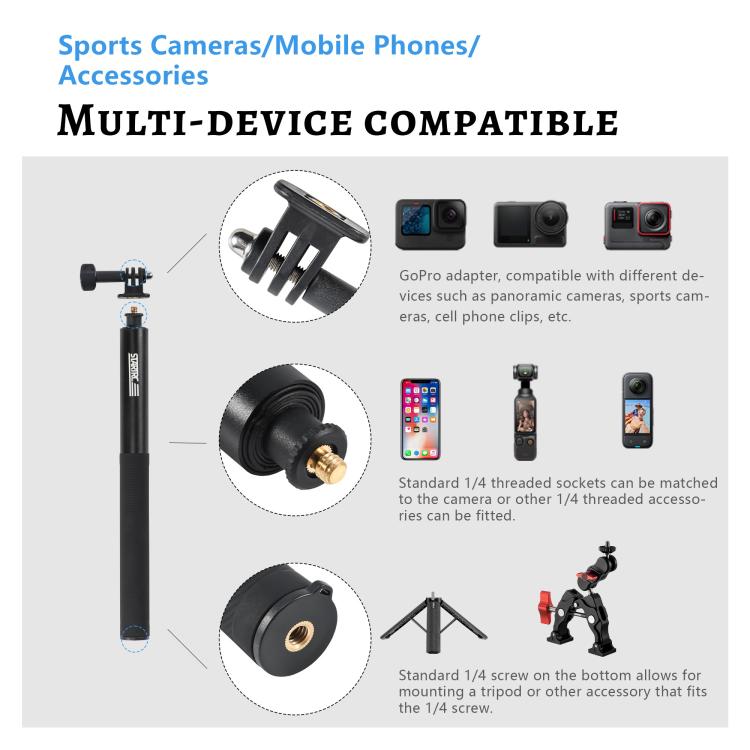 STARTRC 1.3m Handheld Extendable Pole Monopod