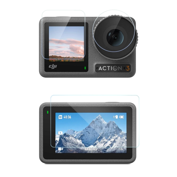 3-in-1 Lens Front and Back Screen Diamond Explosion-proof Film, For DJI Osmo Action 3