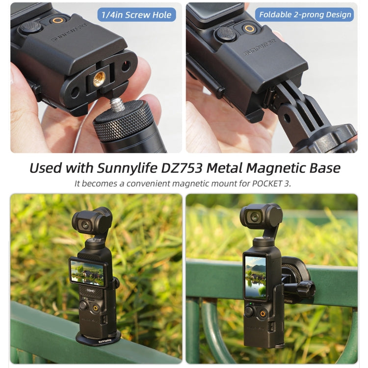 For DJI OSMO Pocket 3 Sunnylife Expansion Adapter Foldable Dual Hooks Adapter Protective Case Bracket — view 4