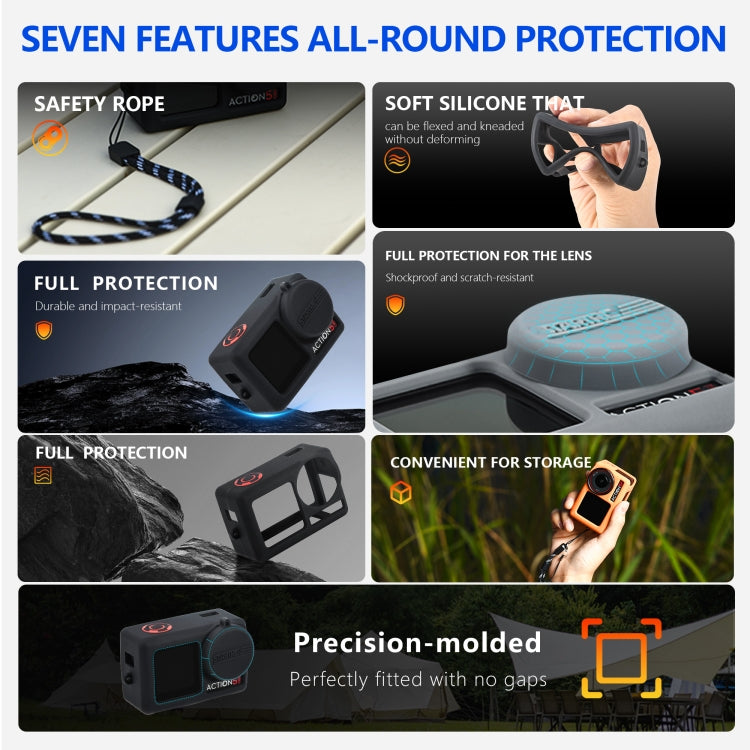 For DJI Osmo Action 5 Pro STARTRC Silicone Protective Case with Lens Cover