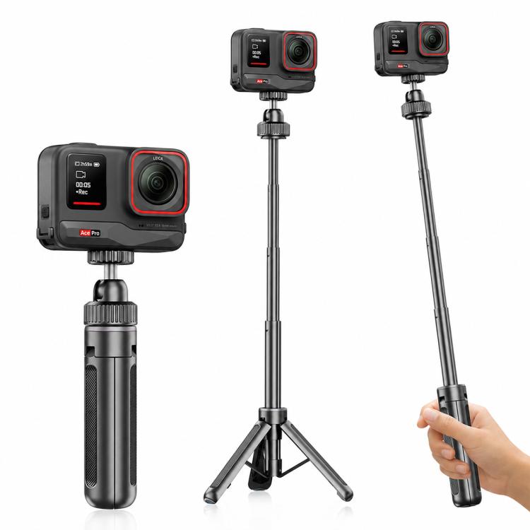 VT-12 Tabletop Tripod Telescopic 1/4 BallHead Selfie Stick for GoPro, Action Camera