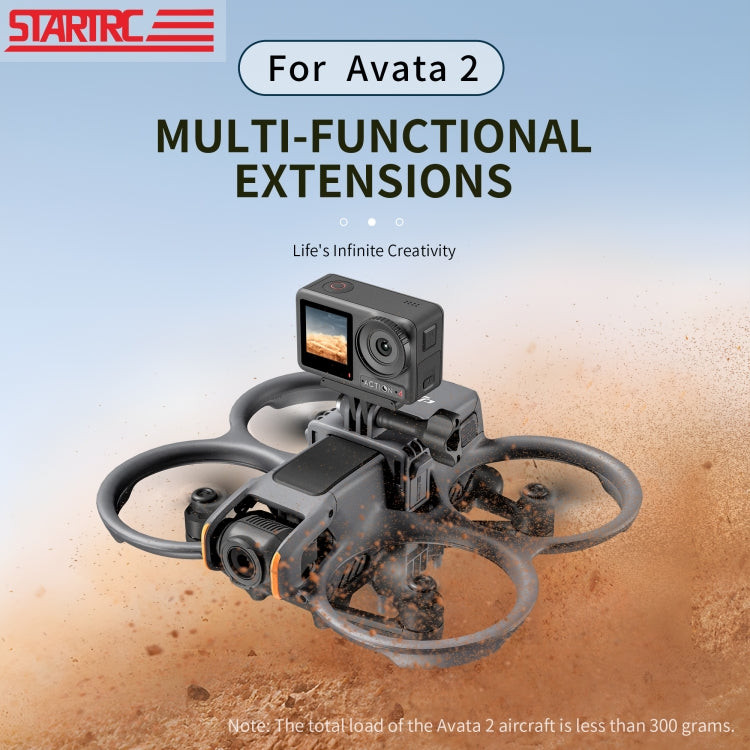STARTRC Action Camera Holder Mount Drone Expansion Bracket — For DJI Avata 2 Expansion Bracket