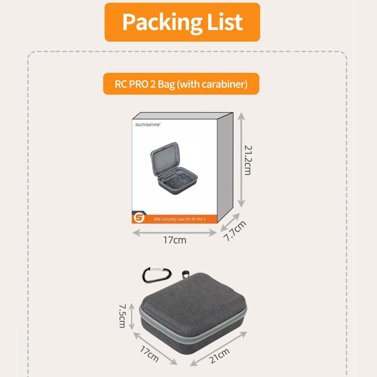 Sunnylife Carrying Case Storage Bag, For DJI RC Pro 2