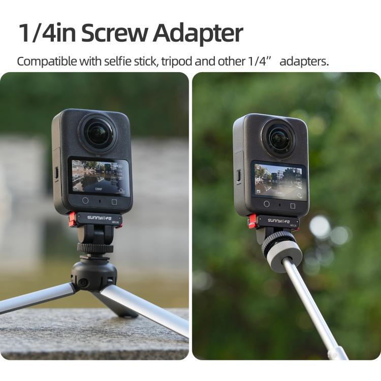 Sunnylife AD118 Sunnylife Cold Shoe Magnetic Quick Release Adapter Mount 1/4 180 Tilt Adjustable Selfie Stick Adapter Stand For DJI Osmo 360 / Action 5 Pro / 4 / 3