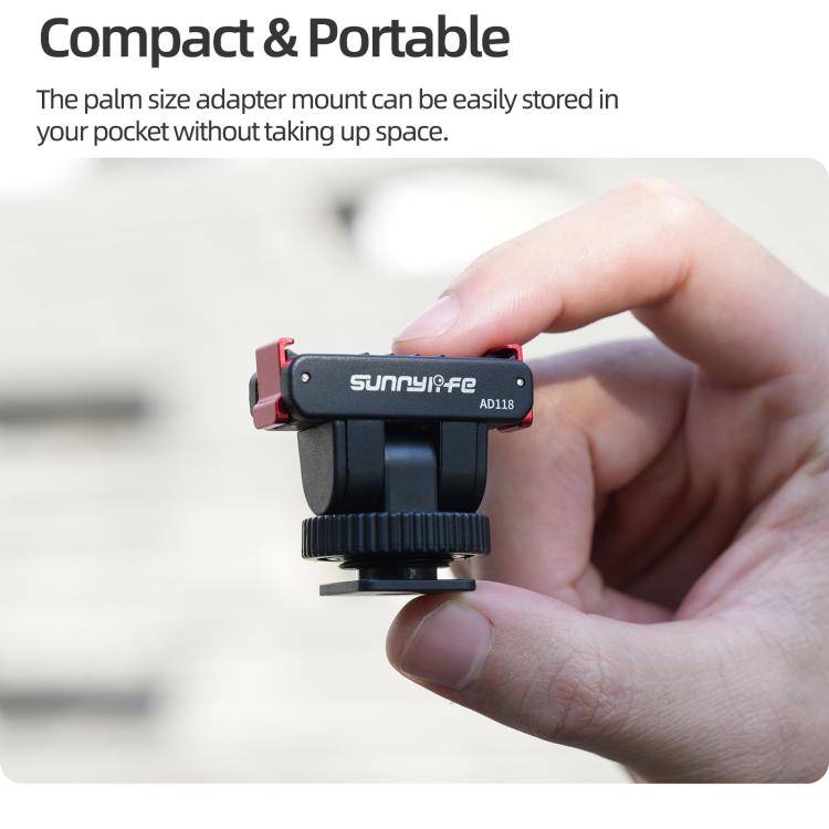 Sunnylife AD118 Sunnylife Cold Shoe Magnetic Quick Release Adapter Mount 1/4 180 Tilt Adjustable Selfie Stick Adapter Stand For DJI Osmo 360 / Action 5 Pro / 4 / 3