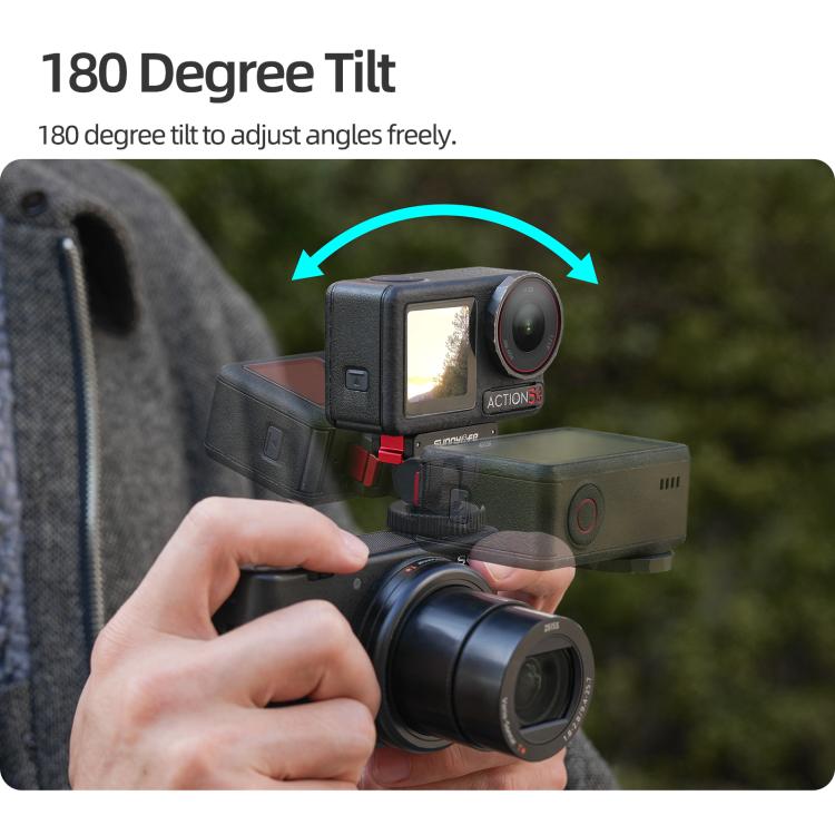 Sunnylife AD118 Sunnylife Cold Shoe Magnetic Quick Release Adapter Mount 1/4 180 Tilt Adjustable Selfie Stick Adapter Stand For DJI Osmo 360 / Action 5 Pro / 4 / 3