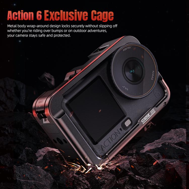 For DJI Osmo Action 6 STARTRC Metal Cage Frame with Cold Shoe