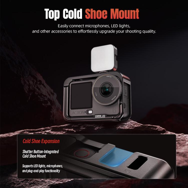 For DJI Osmo Action 6 STARTRC Metal Cage Frame with Cold Shoe