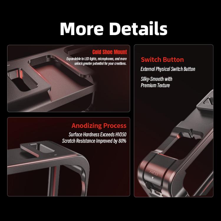 For DJI Osmo Action 6 STARTRC Metal Cage Frame with Cold Shoe