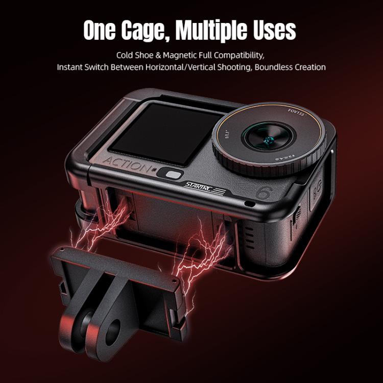 For DJI Osmo Action 6 STARTRC Metal Cage Frame with Cold Shoe