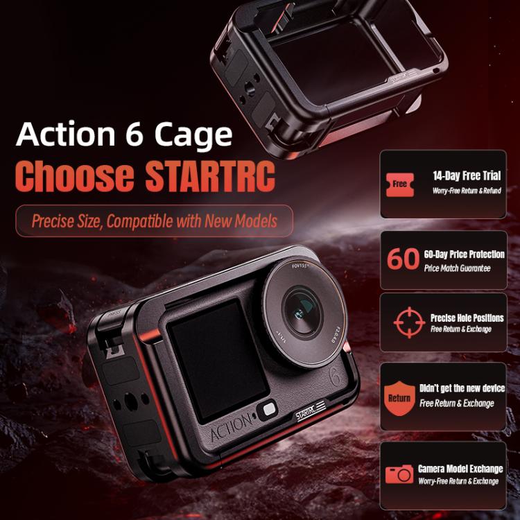 For DJI Osmo Action 6 STARTRC Metal Cage Frame with Cold Shoe