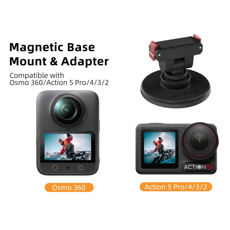 Sunnylife Quick-Release Magnetic Base Mount 1/4 180 Tilt Adjustable Tabletop Base Bracket For DJI Osmo 360 / Action 5 Pro / 4 / 3 / 2