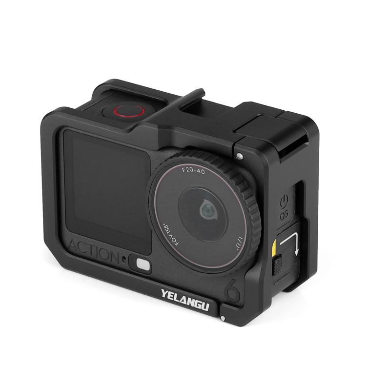 For DJI Osmo Action 6 YELANGU Metal Camera Cage Frame with Cold Shoe