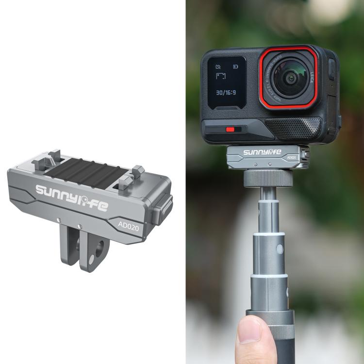 Sunnylife Metal Magnetic Quick Release Adapter Mount Action Camera Foldable Cam Stand 1/4 Adapter for Insta360 X5 / Ace / Ace Pro 2 / 1