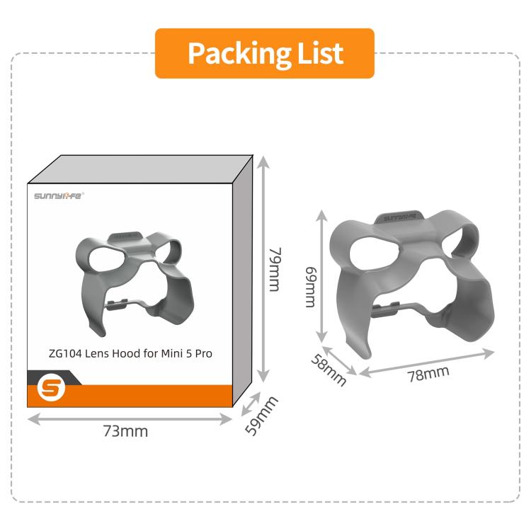 Sunnylife Lens Hood Anti-glare Lens Cover Sunhood Gimbal Protective Cap, For DJI Mini 5 Pro