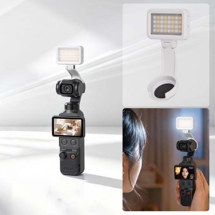 For DJI Osmo Pocket 4 Sunnylife Magnetic LED Video Light Adjustable Fill Light Tri-Color Dimmable Portable Fill Lamp — Black