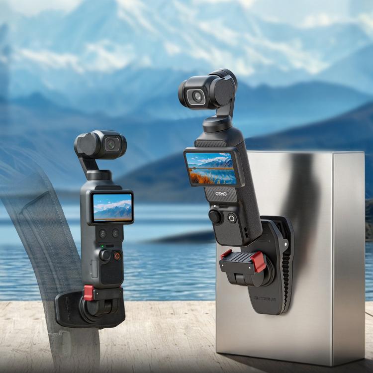 For DJI Osmo Pocket 4 / 3 Sunnylife Magnetic Quick-Release Adjustable Backpack Clip Action Camera Clamp Vertical-Horizontal Mount
