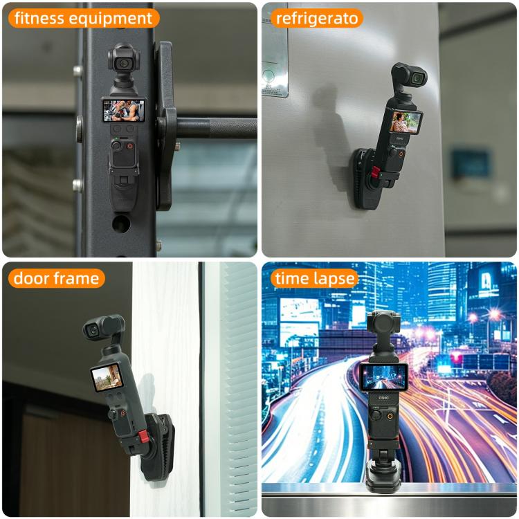 For DJI Osmo Pocket 4 / 3 Sunnylife Magnetic Quick-Release Adjustable Backpack Clip Action Camera Clamp Vertical-Horizontal Mount