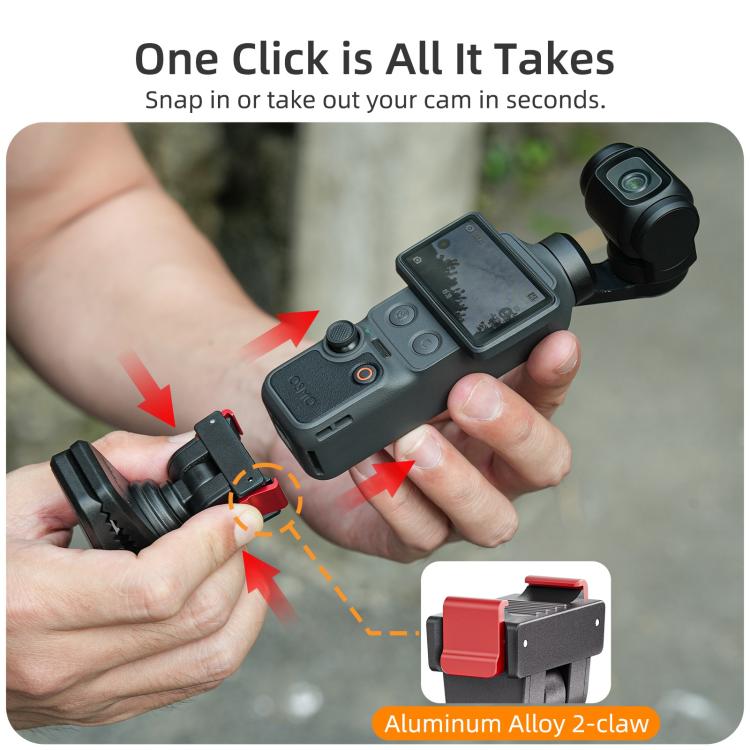 For DJI Osmo Pocket 4 / 3 Sunnylife Magnetic Quick-Release Adjustable Backpack Clip Action Camera Clamp Vertical-Horizontal Mount