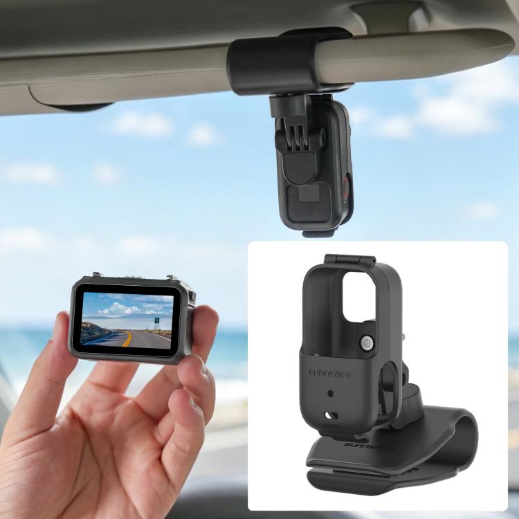 For DJI Osmo Nano Sunnylife Car Sun Visor Mount Action Camera Holder 360 Rotating 90 Tilt Sun Visor Holder