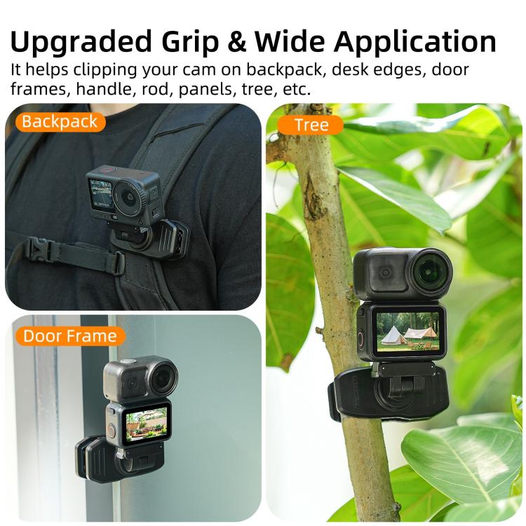 Sunnylife Magnetic Quick-Release Backpack Clip Adjustable Action Camera Clamp Vertical-Horizontal Mount for DJI Osmo Nano / Action 6