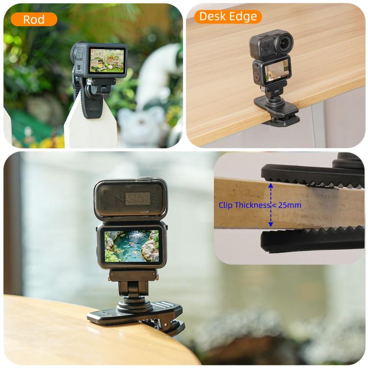 Sunnylife Magnetic Quick-Release Backpack Clip Adjustable Action Camera Clamp Vertical-Horizontal Mount for DJI Osmo Nano / Action 6