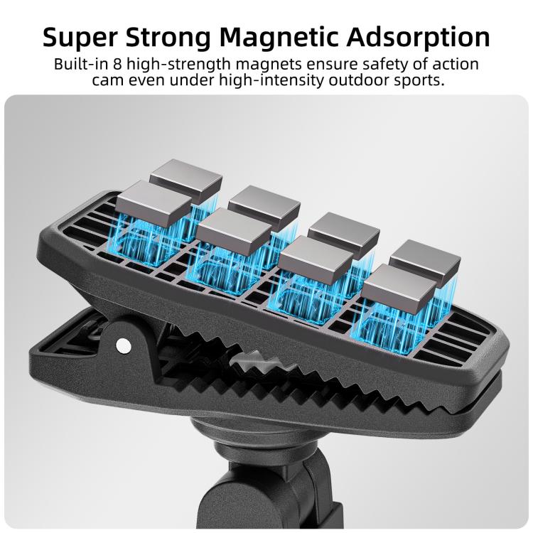 Sunnylife Magnetic Quick-Release Backpack Clip Adjustable Action Camera Clamp Vertical-Horizontal Mount for DJI Osmo Nano / Action 6