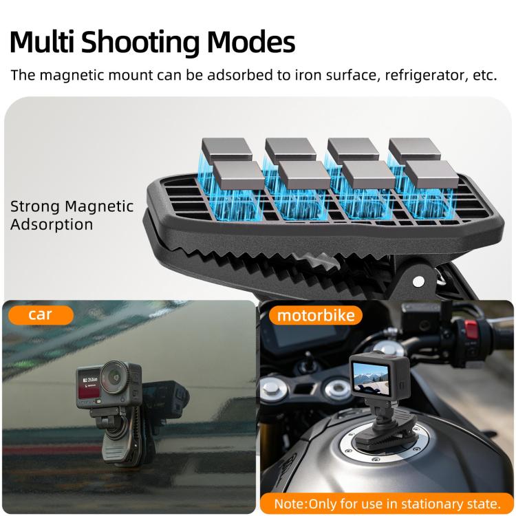 Sunnylife Magnetic Quick-Release Backpack Clip Adjustable Action Camera Clamp Vertical-Horizontal Mount for DJI Osmo Nano / Action 6