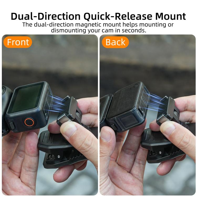 Sunnylife Magnetic Quick-Release Backpack Clip Adjustable Action Camera Clamp Vertical-Horizontal Mount for DJI Osmo Nano / Action 6