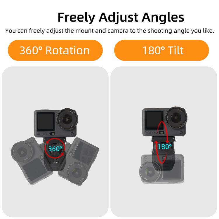 Sunnylife Magnetic Quick-Release Backpack Clip Adjustable Action Camera Clamp Vertical-Horizontal Mount for DJI Osmo Nano / Action 6