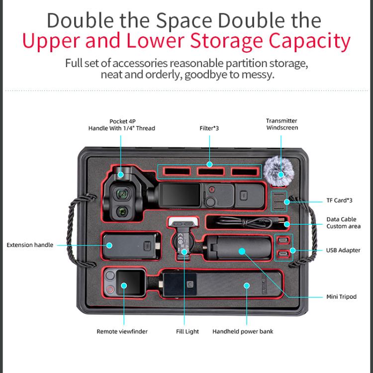 STARTRC TSA Combination Lock Waterproof Dual-layer Suitcase Storage Box, For DJI Osmo Pocket 4P