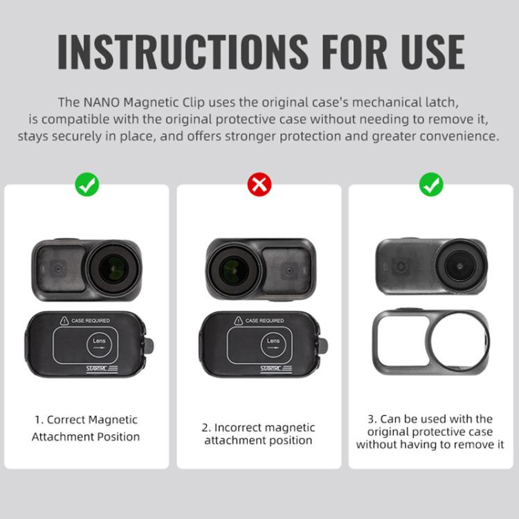 For DJI Osmo Nano STARTRC Backpack Clip Adjustable Action Camera Clamp Quick-Release Mount