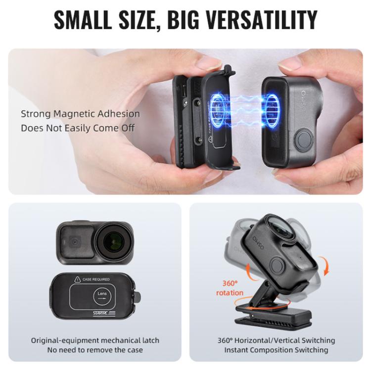 For DJI Osmo Nano STARTRC Backpack Clip Adjustable Action Camera Clamp Quick-Release Mount
