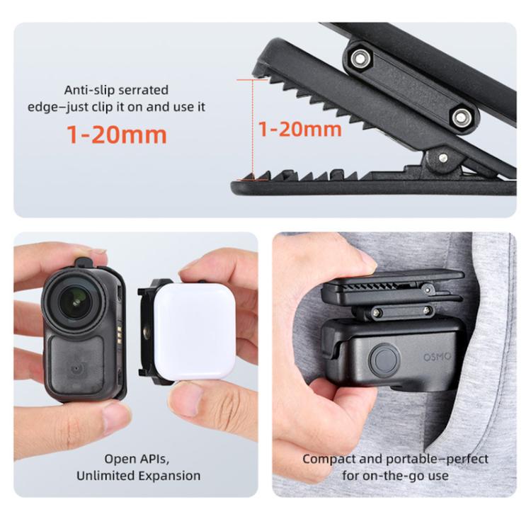 For DJI Osmo Nano STARTRC Backpack Clip Adjustable Action Camera Clamp Quick-Release Mount