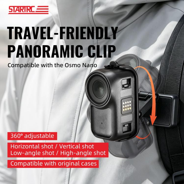 For DJI Osmo Nano STARTRC Backpack Clip Adjustable Action Camera Clamp Quick-Release Mount