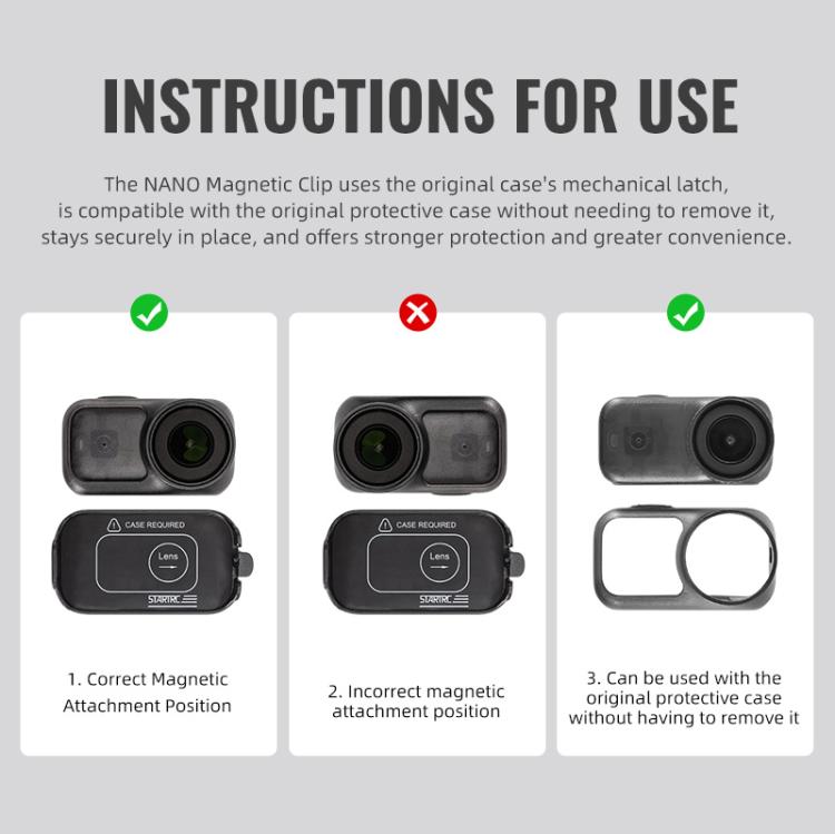 For DJI Osmo Nano STARTRC Backpack Clip V2 Adjustable Action Camera Clamp Quick-Release Mount