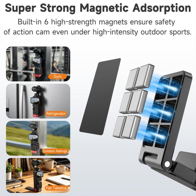 For DJI Osmo Pocket 4 / 3 Sunnylife Metal Quick-Release Magnetic Mount Tabletop Base Bracket Angles Adjustable Stand