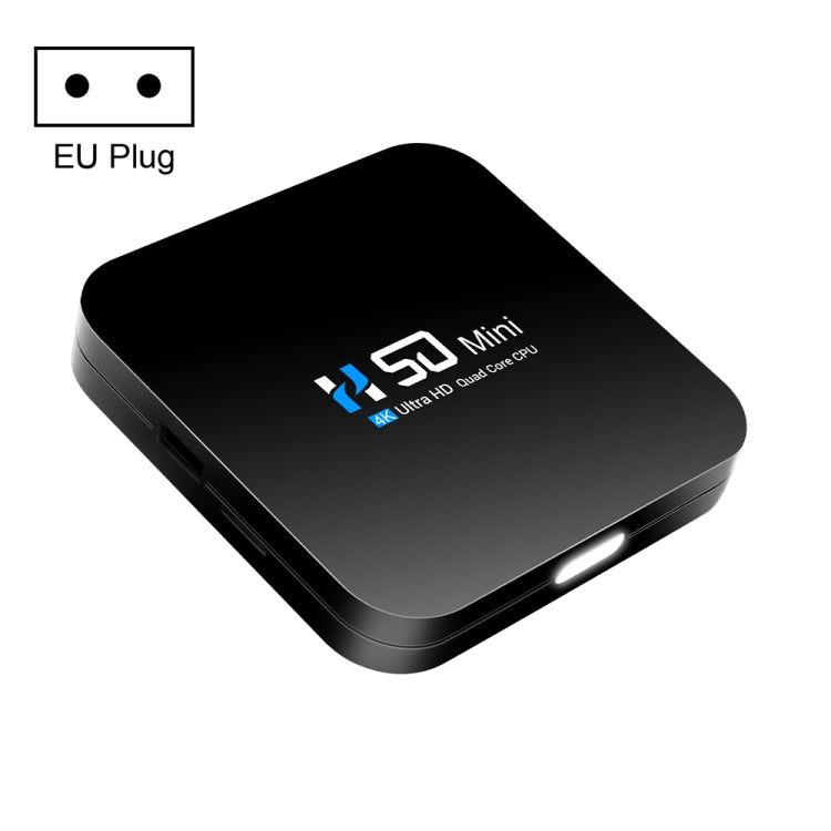 H50 Mini 4K Smart Network TV Box, Android 10.0, RK3318 Quad Core, EU Plug, 2GB+16GB