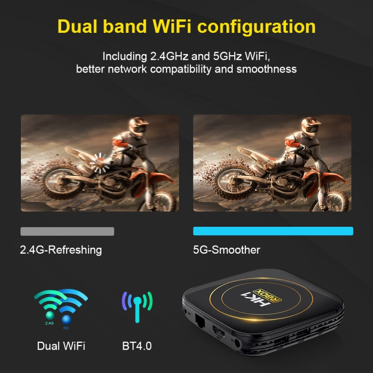 HK1 RBOX-H8S 4K Ultra HD Android 12.0 Smart TV Box with Remote Control, Allwinner H618 Quad-Core, 2GB+16GB