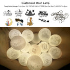 Customized Touch Switch 2-color 3D Print Moon Lamp USB Charging Energy-saving LED Night Light with Wooden Holder Base — 13cm