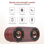 Q8 Bluetooth 4.2 Classic Wooden Double Horns Bluetooth Speaker