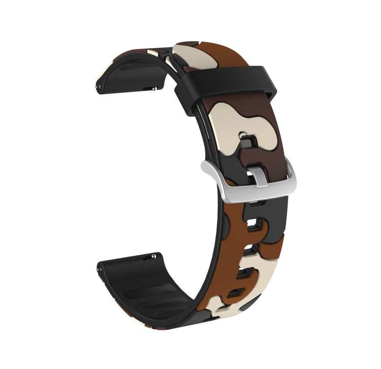 Camouflage Silicone Replacement Wrist Strap Watchband with Silver Buckle, 20mm For Samsung Galaxy Watch 3 41mm, 22mm For Samsung Galaxy Watch 3 45mm, 20mm For Samsung Galaxy Watch Active2 44mm, 20mm For Huawei Watch GT 2 42mm                           ... — 22mm For Samsung Galaxy Watch 3 45mm