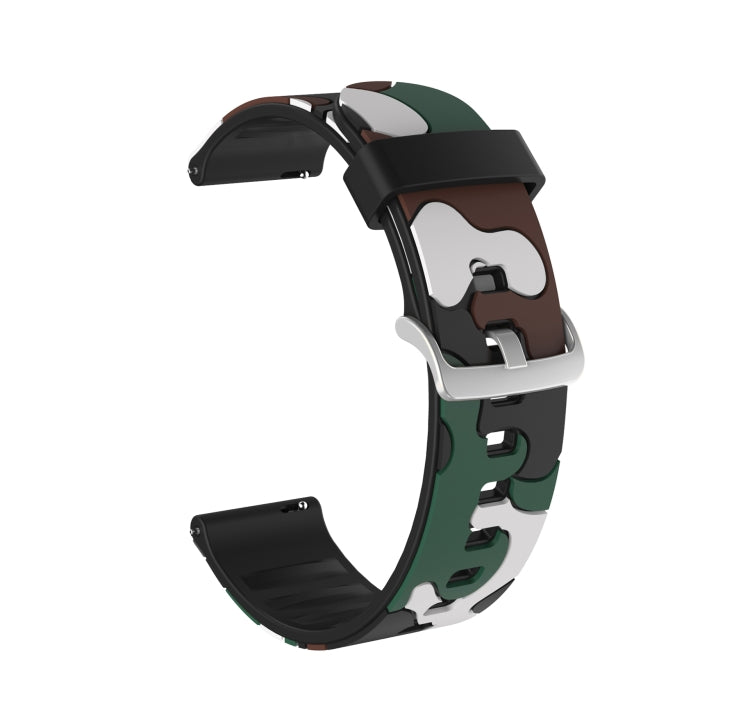 Camouflage Silicone Replacement Wrist Strap Watchband with Silver Buckle, 20mm For Samsung Galaxy Watch 3 41mm, 22mm For Samsung Galaxy Watch 3 45mm, 20mm For Samsung Galaxy Watch Active2 44mm, 20mm For Huawei Watch GT 2 42mm                           ... — 20mm For Samsung Galaxy Watch Active2 44mm