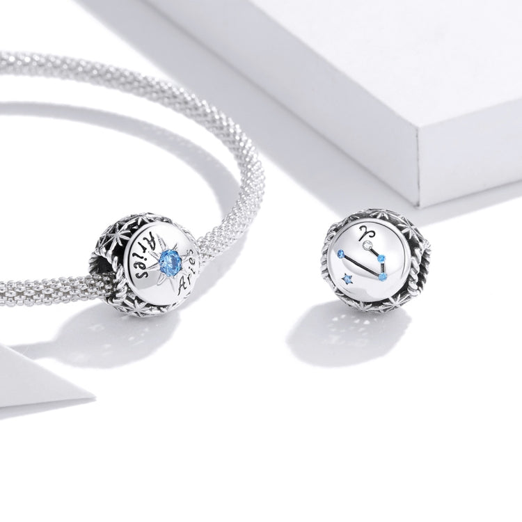 S925 Sterling Silver Twelve Constellation Zircon Beads DIY Bracelet Necklace Accessories — Gemini