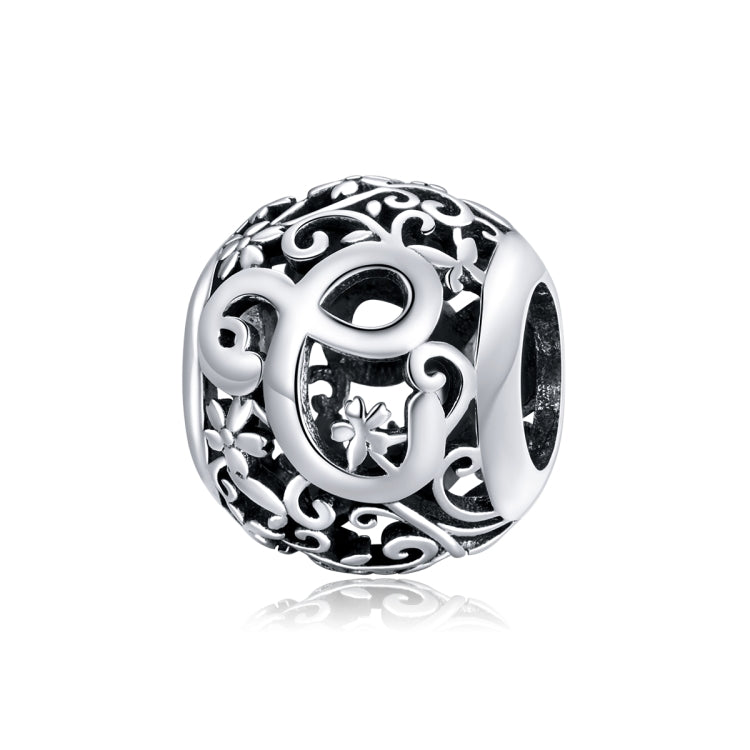 S925 Sterling Silver Mori Series Hollow Letters Beads DIY Bracelet Necklace Accessories — C