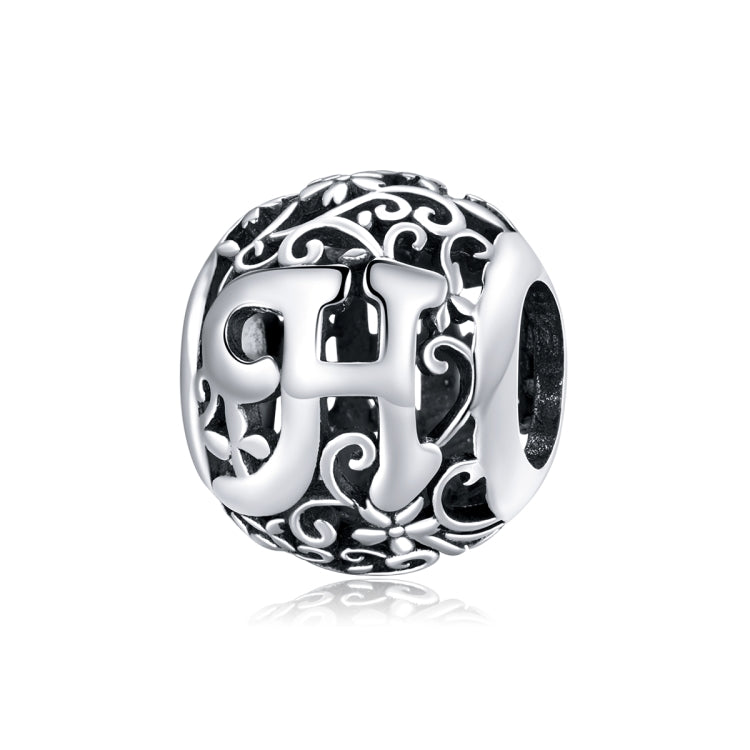 S925 Sterling Silver Mori Series Hollow Letters Beads DIY Bracelet Necklace Accessories — H