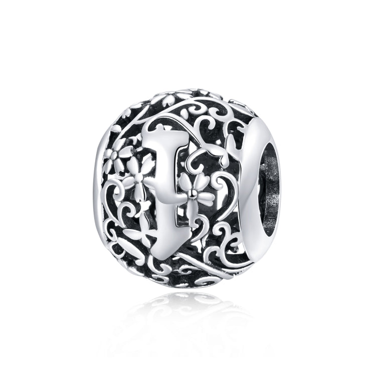 S925 Sterling Silver Mori Series Hollow Letters Beads DIY Bracelet Necklace Accessories — I
