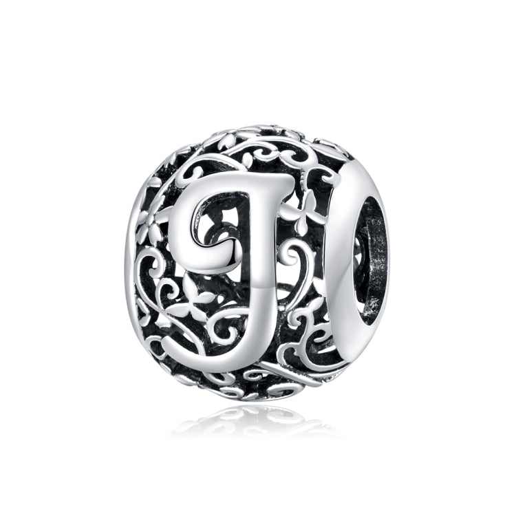 S925 Sterling Silver Mori Series Hollow Letters Beads DIY Bracelet Necklace Accessories — J