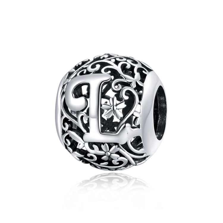 S925 Sterling Silver Mori Series Hollow Letters Beads DIY Bracelet Necklace Accessories — L